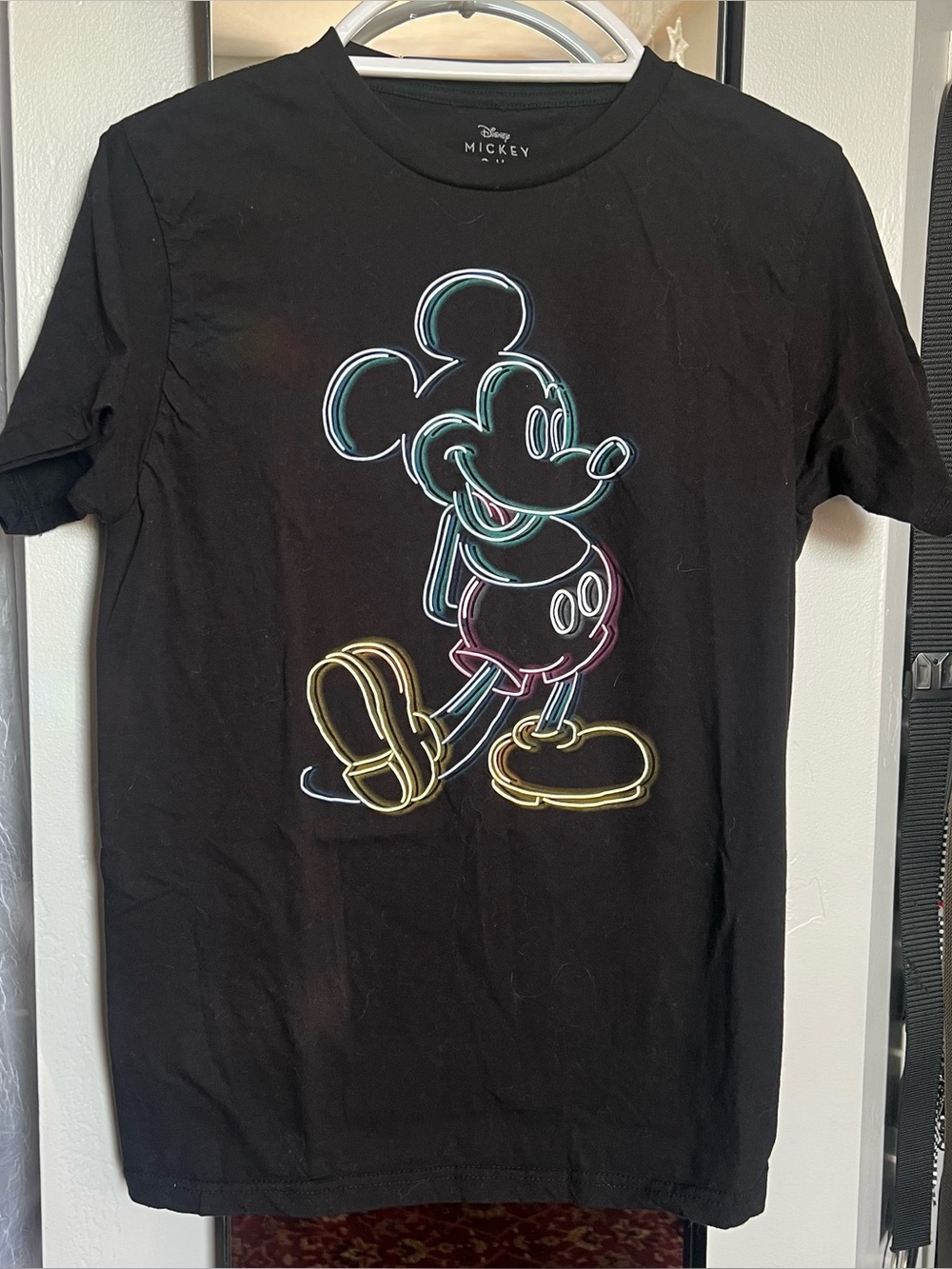 Disney Black Neon Mickey Mouse Graphic Tee